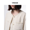 VIMAGE纬漫纪小香风复古香槟白圆领小个子短款外套女2026春季新款V2503206 商品缩略图3