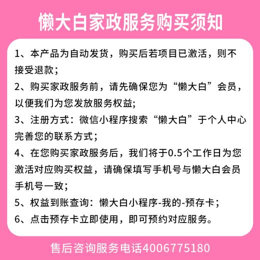 【自动发货】懒大白&瑞和泰 家政服务-单人单次4小时保洁 商品图1