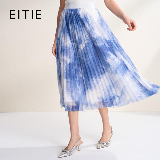 EITIE爱特爱油画度假风波点显瘦高腰百褶长裙半身裙2026春季新款A2606117 商品图0