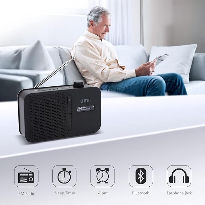 【送6粒电池】高品质 德国 Umi DAB/FM 蓝牙便携收音机 旅行散步必备 送长辈