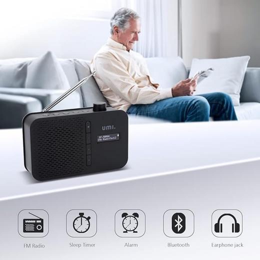【送6粒电池】高品质 德国 Umi DAB/FM 蓝牙便携收音机 旅行散步必备 送长辈 商品图0
