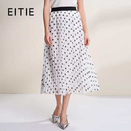 EITIE爱特爱油画度假风波点显瘦高腰百褶长裙半身裙2026春季新款A2606117 商品图1