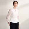 EITIE爱特爱木耳领优雅法式蕾丝拼接白色收腰上衣2026春季新款A2613121 商品缩略图1