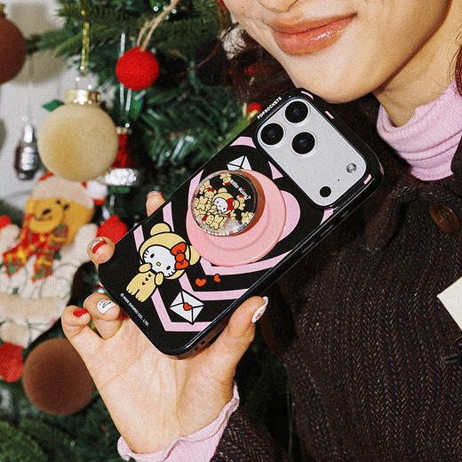 【暖绒絮语】心动漩涡 泡泡骚 x Hello Kitty合作系列 POPCASE手机壳 MagSafe Popcase磁吸款 粉黑 凯蒂猫 爱心 iPhone17/16/15/14/13 商品图1