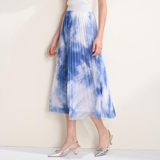 EITIE爱特爱油画度假风波点显瘦高腰百褶长裙半身裙2026春季新款A2606117 商品图3