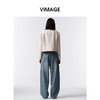 VIMAGE纬漫纪小香风复古香槟白圆领小个子短款外套女2026春季新款V2503206 商品缩略图4