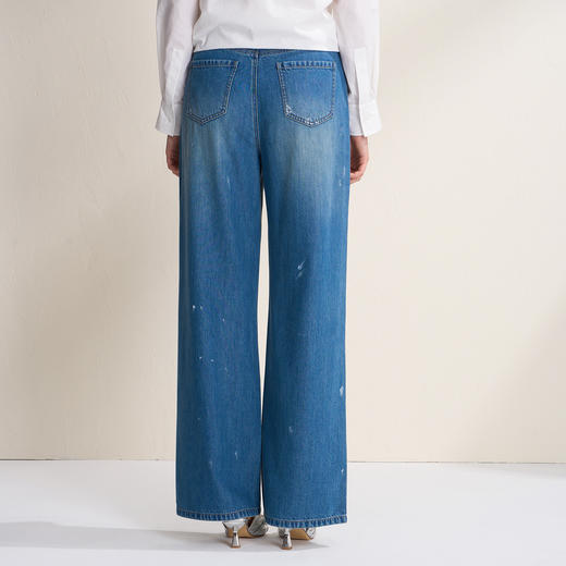 EITIE爱特爱简约复古直筒显瘦高腰浅蓝色牛仔裤2026春季新款A2605109 商品图5