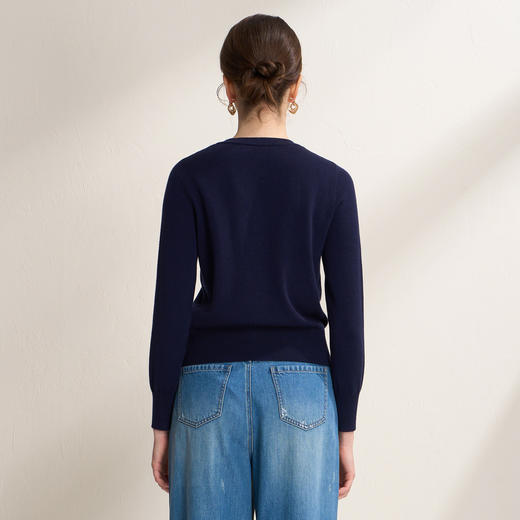 EITIE爱特爱时尚休闲假两件撞色条纹领圆领针织衫2026春季新款针织衫A2601107 商品图4