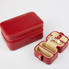 【多样屋专柜】多样屋PU革荔枝纹携带首饰盒两件套 化妆盒饰品项链盒礼物/咖啡