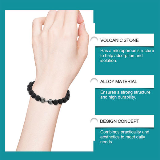 出口品质 火山石手链 男士手链 时尚饰品天然材质设计日常佩戴手链 商品图5