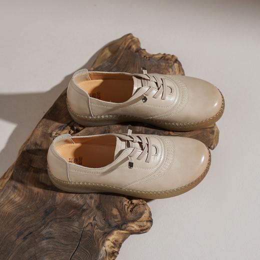 【牛皮革】西村名物2026年春季新款小坡跟舒适百搭系带深口单鞋乐福鞋X26AM17571 商品图5