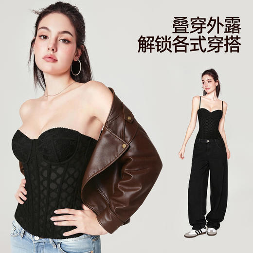 好奇蜜斯性感鱼骨胸衣大胸显小内衣女文胸罩套装2026年春夏薄小胸-弗琳 商品图2