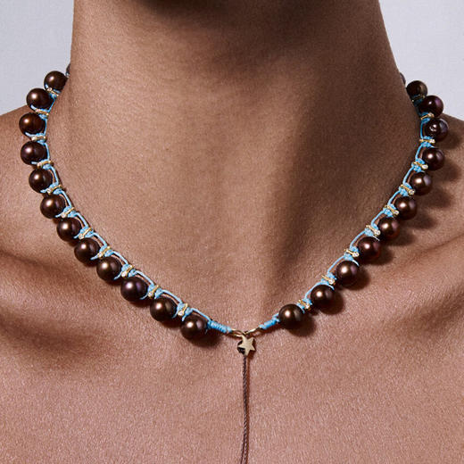 订购10周到｜CHRISTIANA KAFA-root- 蓝线 星星 棕色淡水珍珠 项链［希腊设计师］ 商品图0