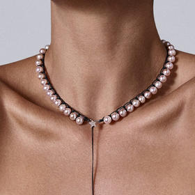 订购10周到｜CHRISTIANA KAFA-midnight light-黑线 星星 白色淡水珍珠 项链［希腊设计师］