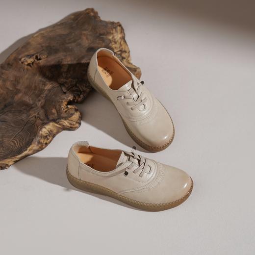 【牛皮革】西村名物2026年春季新款小坡跟舒适百搭系带深口单鞋乐福鞋X26AM17571 商品图2