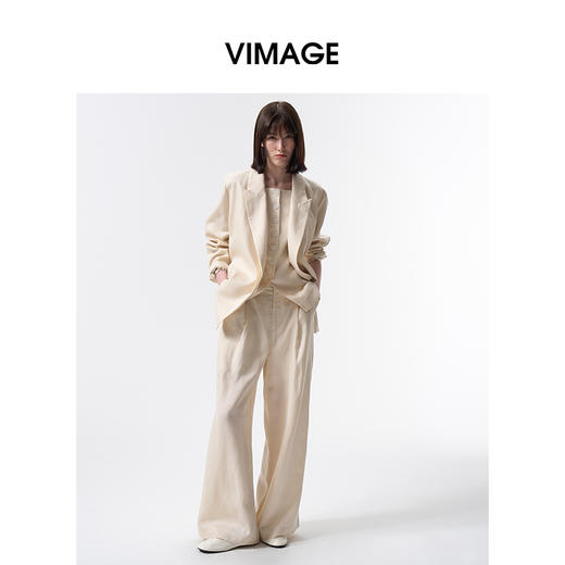 VIMAGE纬漫纪松弛感气质直筒宽松显瘦西装外套2026春季新款V2503204 商品图0