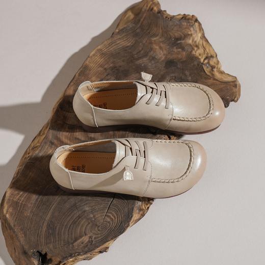 【牛皮革】西村名物2026年春季新款舒适小坡跟系带纯色百搭深口单鞋乐福鞋X26AM17561 商品图2