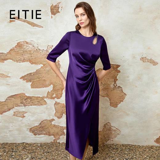 EITIE爱特爱优雅水滴镂空设计感连衣裙缎面礼服2026春季新款8577211 商品图0