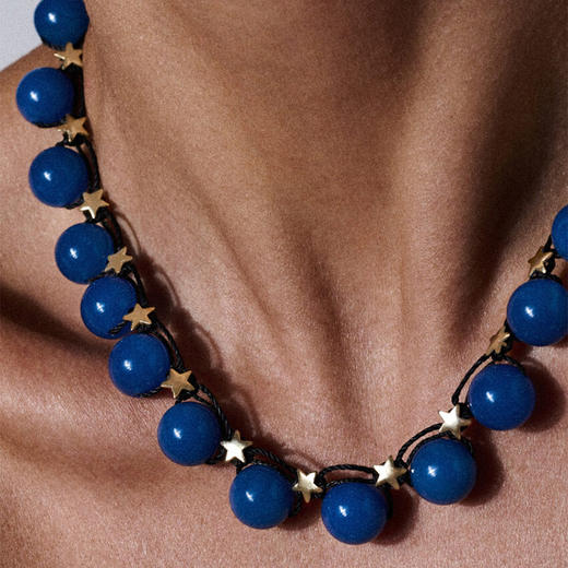 订购10周到｜CHRISTIANA KAFA-blue moon-蓝色玛瑙 项链［希腊设计师］ 商品图0
