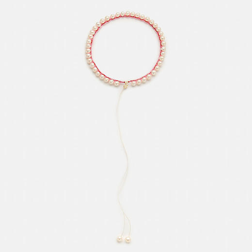 订购10周到｜CHRISTIANA KAFA-pulse-粉线 锆石 星星 白色淡水珍珠 项链［希腊设计师］ 商品图2