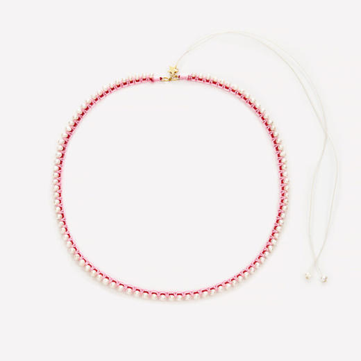 订购10周到｜CHRISTIANA KAFA-pulse-粉线 红线 星星 白色淡水珍珠 项链［希腊设计师］ 商品图2