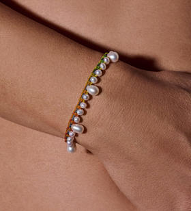 订购10周到｜CHRISTIANA KAFA-euphoria-黑色闪线 多色蜡线 水滴 圆形珍珠 手链［希腊设计师］