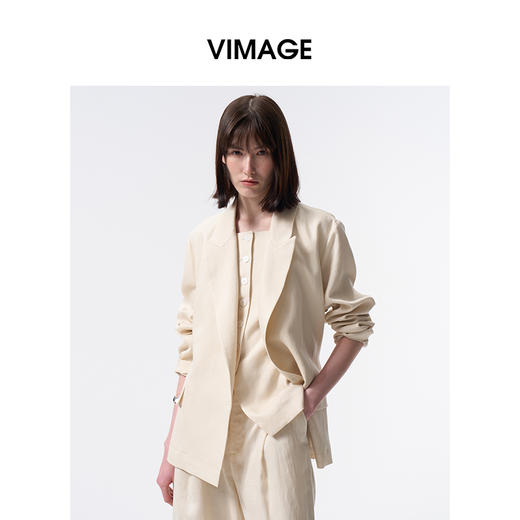 VIMAGE纬漫纪松弛感气质直筒宽松显瘦西装外套2026春季新款V2503204 商品图2
