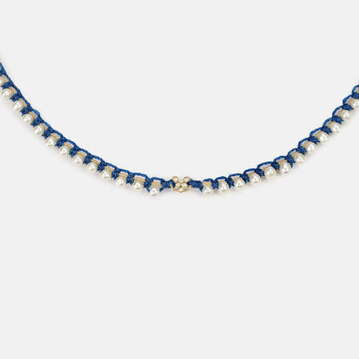 订购10周到｜CHRISTIANA KAFA-mount v-海蓝色线 钻石 白色淡水珍珠 项链［希腊设计师］ 商品图2