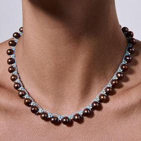 订购10周到｜CHRISTIANA KAFA-root-蓝线 棕色淡水珍珠 项链［希腊设计师］
