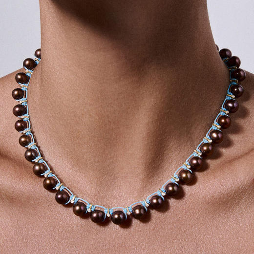 订购10周到｜CHRISTIANA KAFA-root-蓝线 棕色淡水珍珠 项链［希腊设计师］ 商品图0
