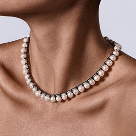 订购10周到｜CHRISTIANA KAFA-stardust-黑线 彩线 白色淡水珍珠 项链［希腊设计师］