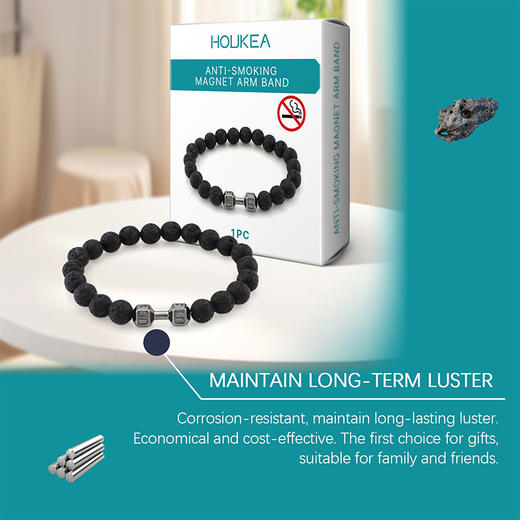 出口品质 火山石手链 男士手链 时尚饰品天然材质设计日常佩戴手链 商品图7