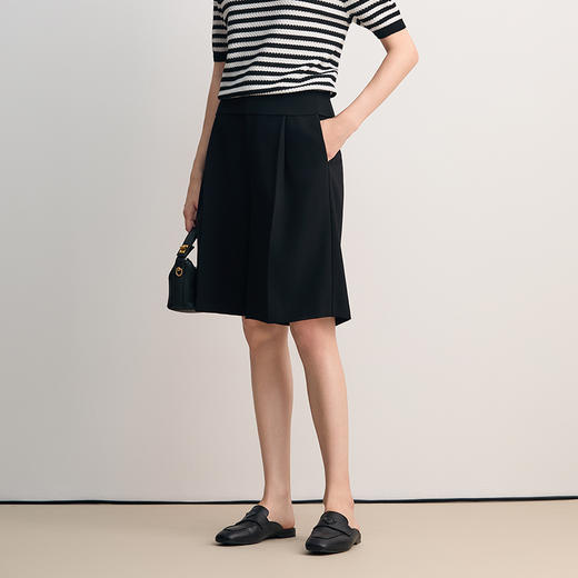 EITIE爱特爱高腰直筒显瘦黑色中裤休闲裤2026春季新款8505211 商品图3