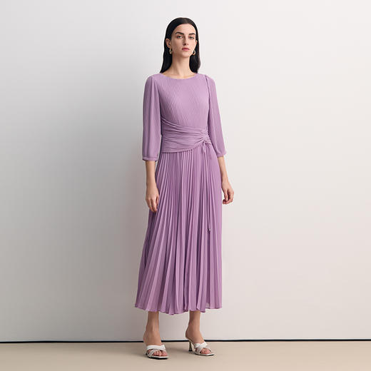 EITIE爱特爱气质圆领拼接百褶轻礼服长裙连衣裙2026春季新款8577208 商品图7