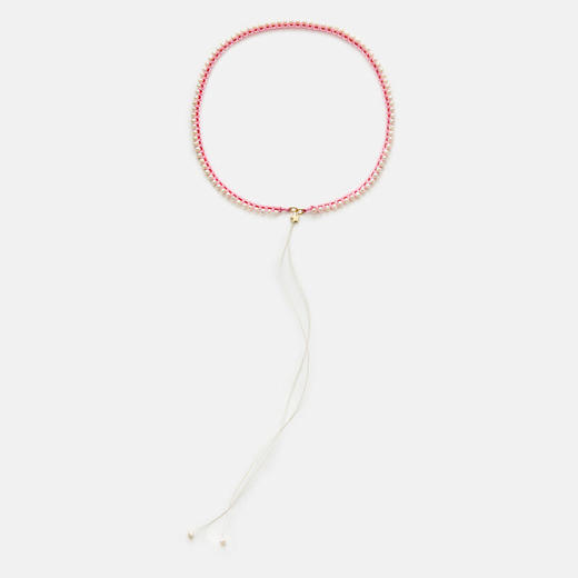 订购10周到｜CHRISTIANA KAFA-pulse-粉线 红线 星星 白色淡水珍珠 项链［希腊设计师］ 商品图3