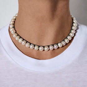 订购10周到｜CHRISTIANA KAFA-stardust-黑线 彩线 白色淡水珍珠 项链［希腊设计师］