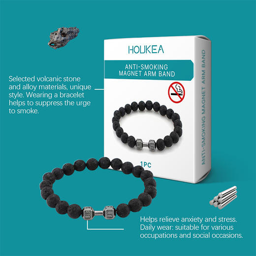 出口品质 火山石手链 男士手链 时尚饰品天然材质设计日常佩戴手链 商品图6