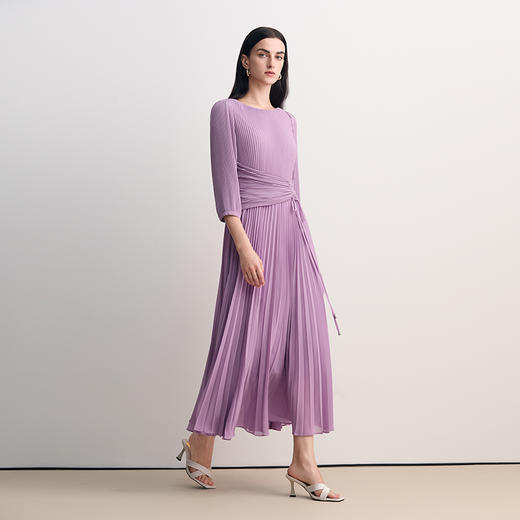 EITIE爱特爱气质圆领拼接百褶轻礼服长裙连衣裙2026春季新款8577208 商品图8