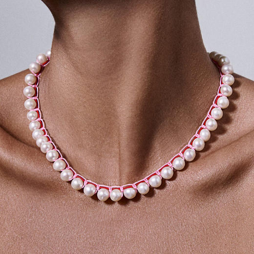 订购10周到｜CHRISTIANA KAFA-pulse-粉线 白色淡水珍珠 项链［希腊设计师］ 商品图0