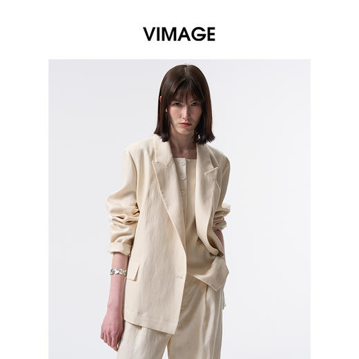 VIMAGE纬漫纪松弛感气质直筒宽松显瘦西装外套2026春季新款V2503204 商品图1