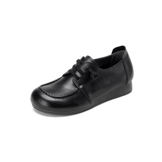 【牛皮革】西村名物2026年春季新款舒适小坡跟系带纯色百搭深口单鞋乐福鞋X26AM17561 商品图12