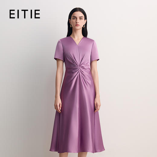 EITIE爱特爱气质缎面高级a字显瘦简约礼服连衣裙2026春季新款8577207 商品图0