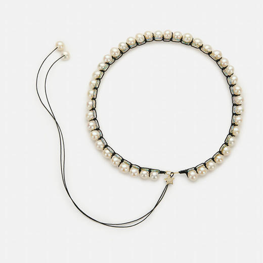 订购10周到｜CHRISTIANA KAFA-stardust-黑线 星星 白色淡水珍珠 项链［希腊设计师］ 商品图1