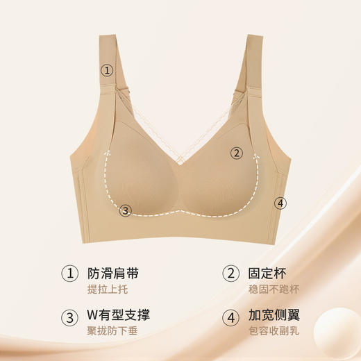 皇家丽美2026新款特调粉底液小胸聚拢内衣固定杯防下垂收副乳隐形无痕文胸WW948-2 商品图2