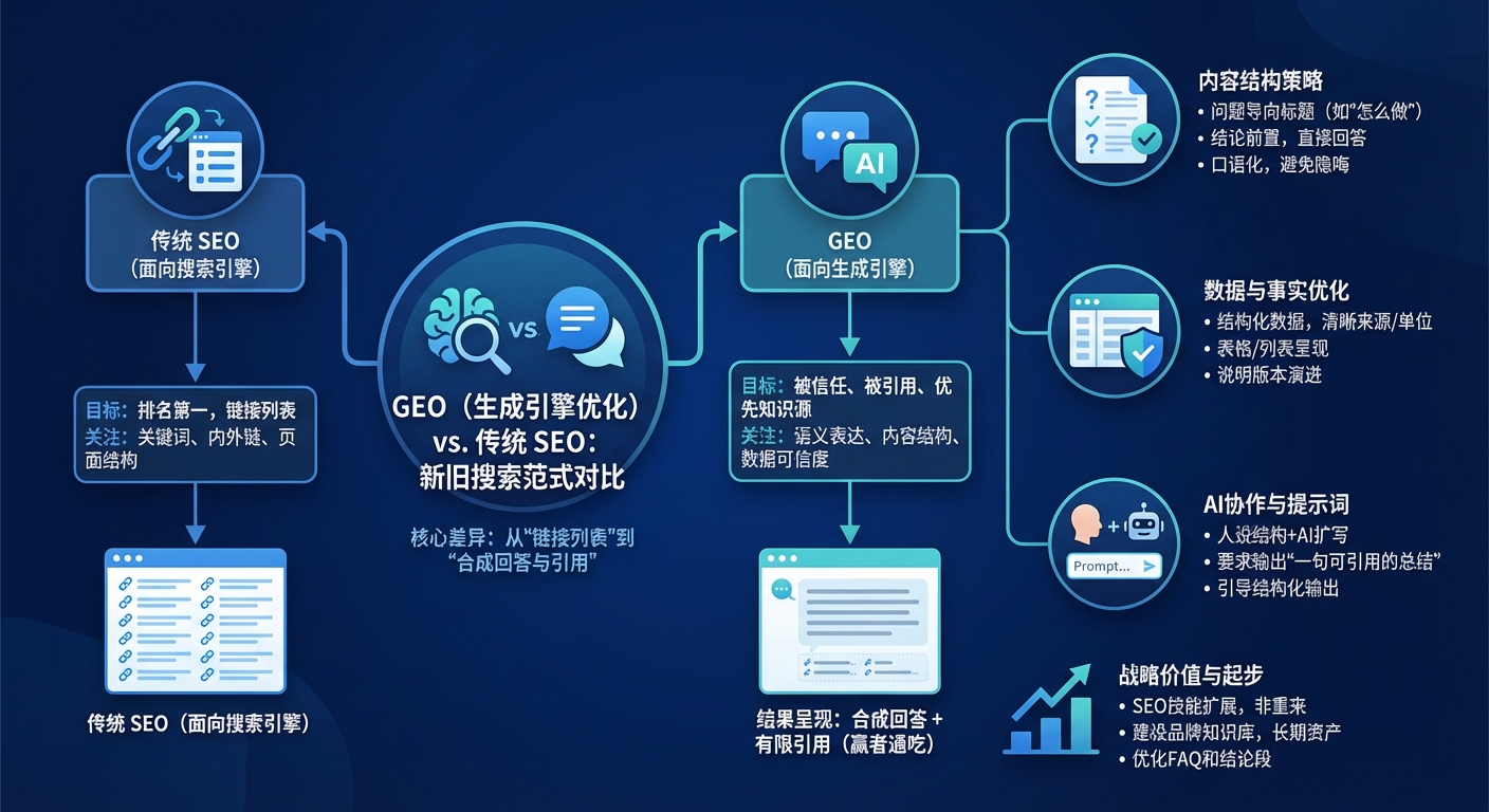 GEO到底指什么？和传统SEO的核心差异在哪里？