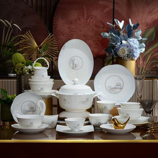 凡瑞斯烟雨江南（釉中彩）60头10人骨瓷餐具-YHD 商品图5