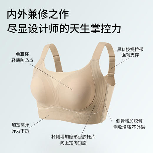 皇家丽美2026新款大胸显小无痕内衣女薄款全包兔耳杯文胸收副乳调整型WW945-1 商品图3