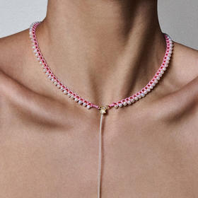 订购10周到｜CHRISTIANA KAFA-pulse-粉线 红线 星星 白色淡水珍珠 项链［希腊设计师］