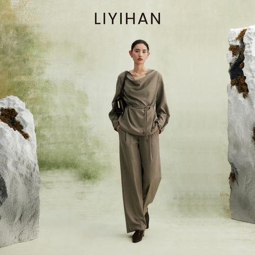 LIYIHAN 2026年春新款通勤衬衫女绿色宽松长袖上衣套装小众设计感 商品图0