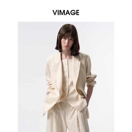 VIMAGE纬漫纪松弛感气质直筒宽松显瘦西装外套2026春季新款V2503204 商品图4
